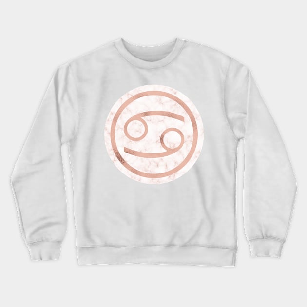 Rose Gold Marble Zodiac - Cancer Crewneck Sweatshirt by BiscuitSnack